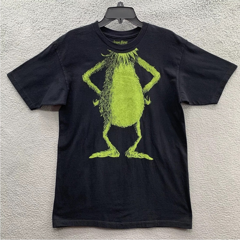 We Love Fine Art Dr. Seuss The GRINCH Body Graphic Black Holiday Tee Shirt Men L